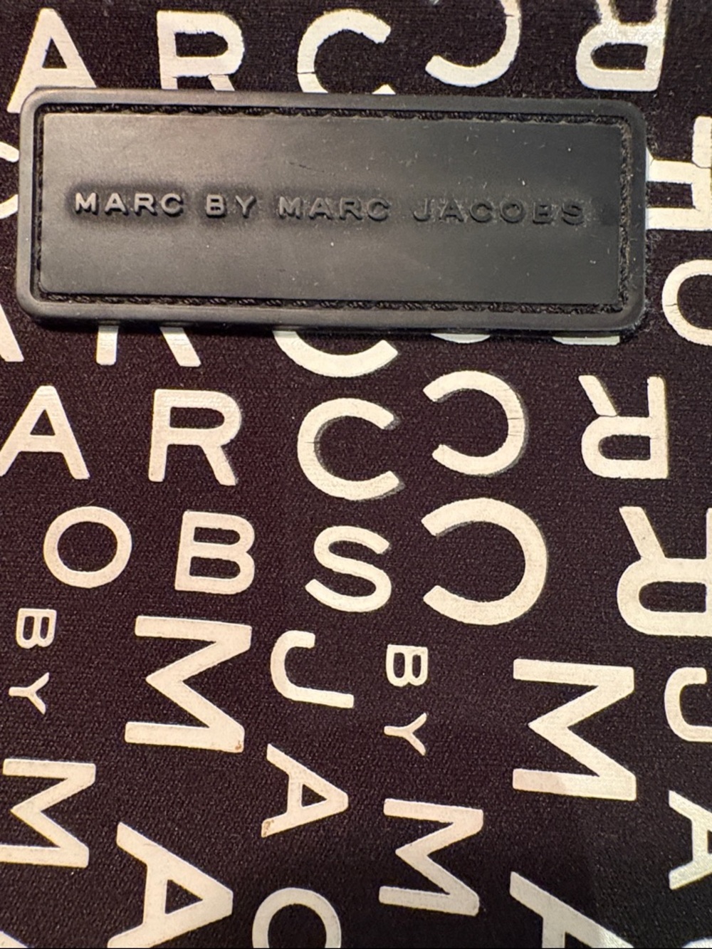 Marc Jacobs Black and White All-Over Logo Laptop Sleeve
